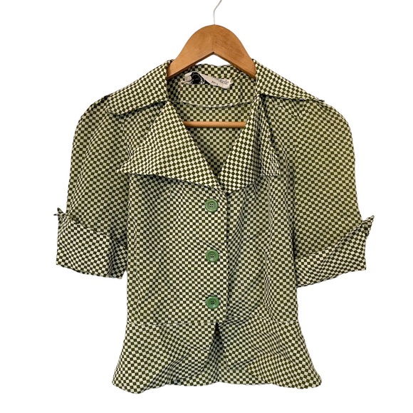 Mademoiselle Paris 70s vibes retro button down peplum blouse - Picture 1 of 3